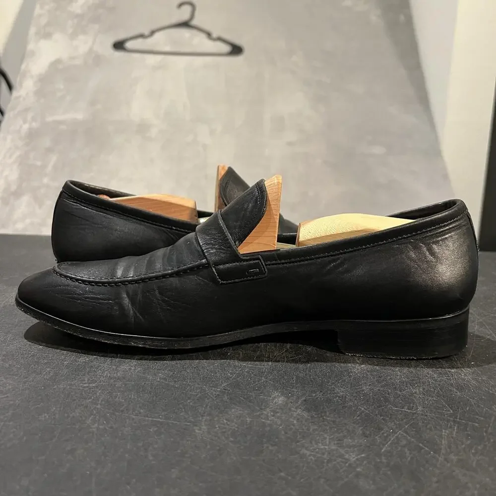 Magnanni Lino Dress Shoes Mens 10 Black Leather Bit Loafers Slip On Formal
